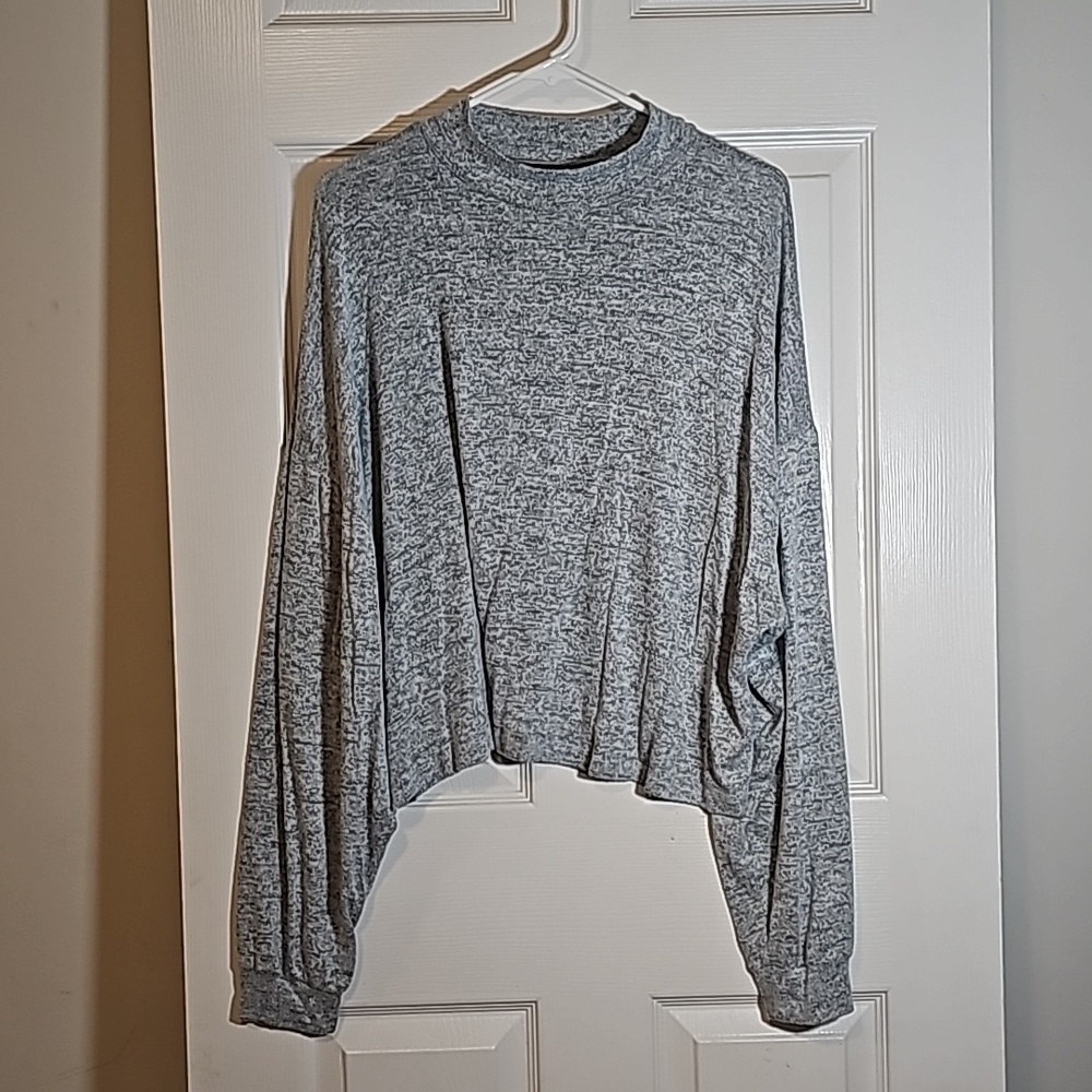 Flirtitude Active Gray Loose Fit Long Sleeve Top Oversized Shirt Size XL